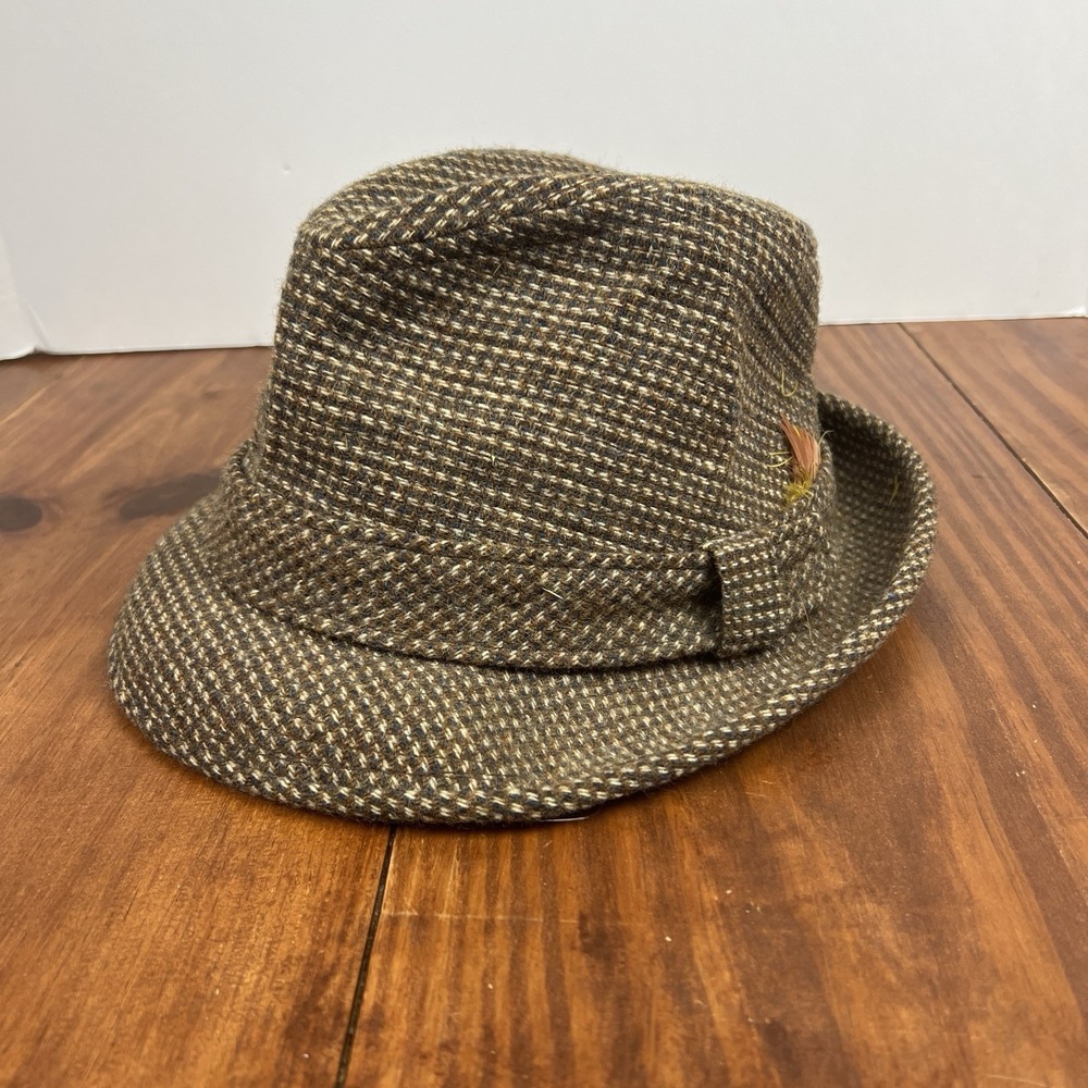 Vintage Dobbs Fifth Ave Euclid Fedora Hat 7 1/8 Brown Tweed USA
